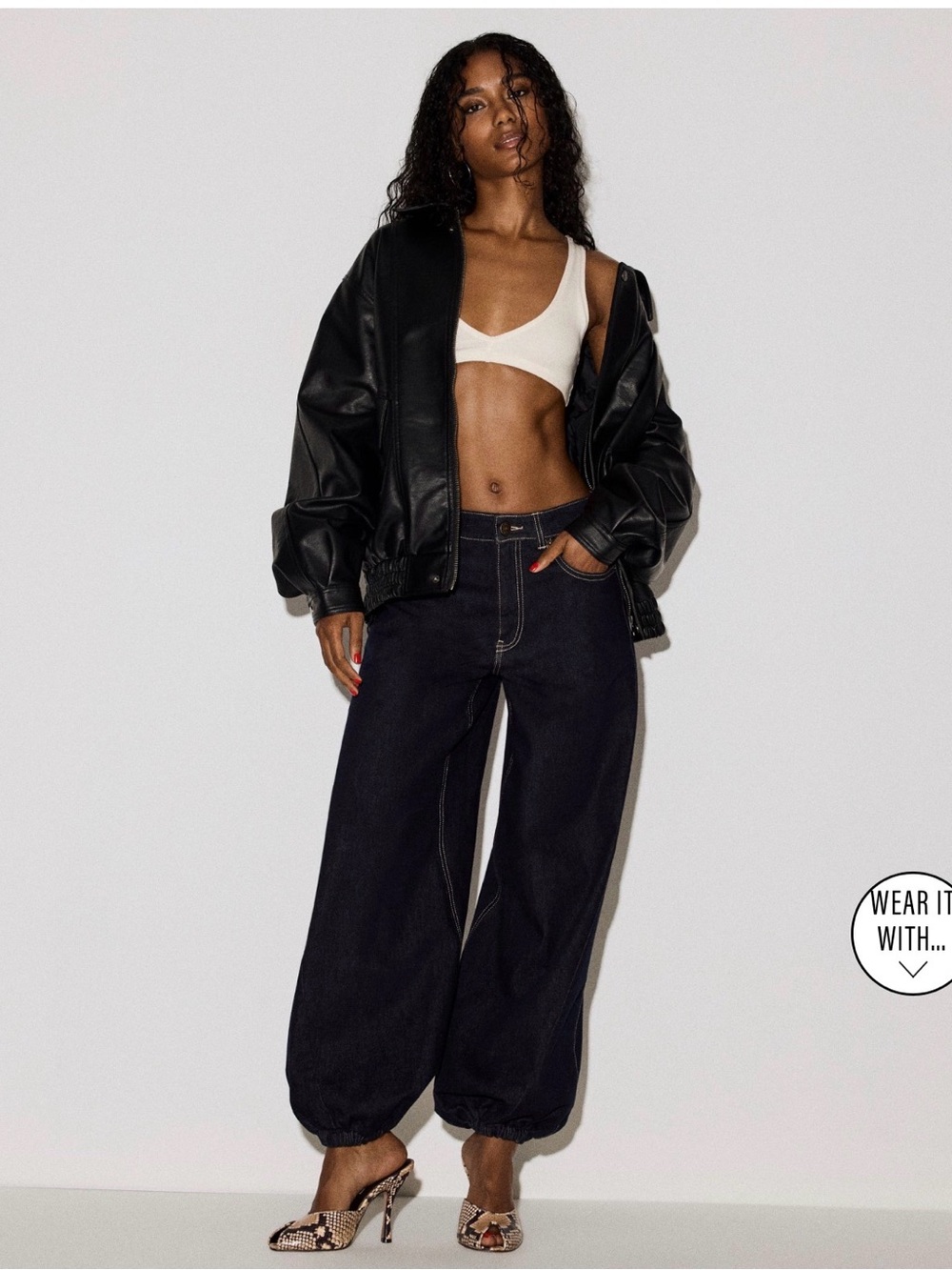 Steve Madden Black Wide-Leg Jeans with Elastic Hem
